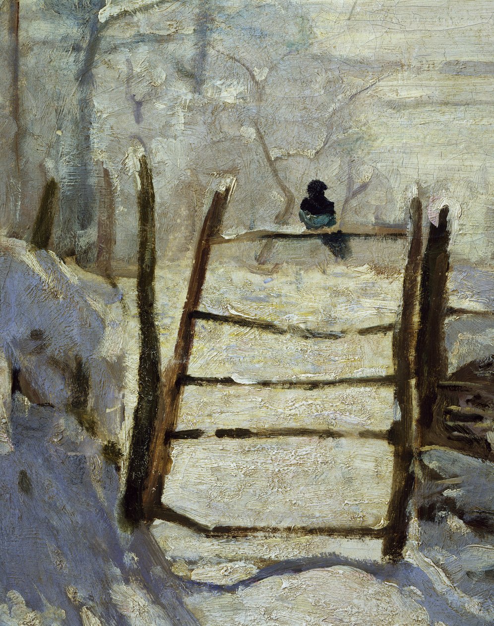 De ekster (detail) door Claude Monet