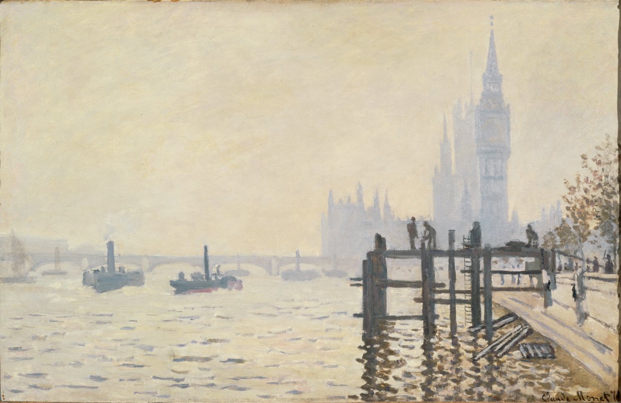 De Theems onder Westminster ... (olieverf op doek) door Claude Monet