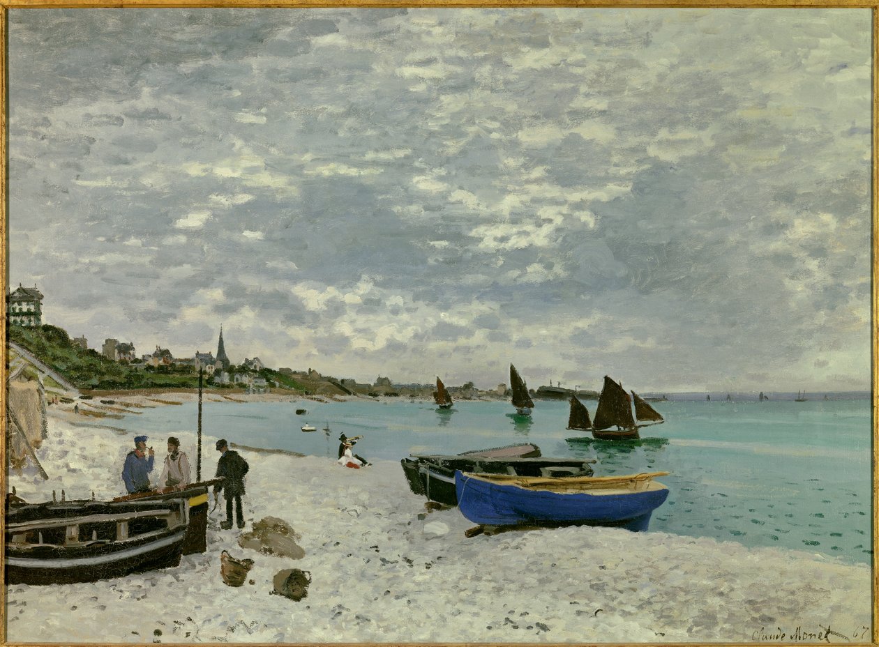 Het strand van Sainte Adresse door Claude Monet