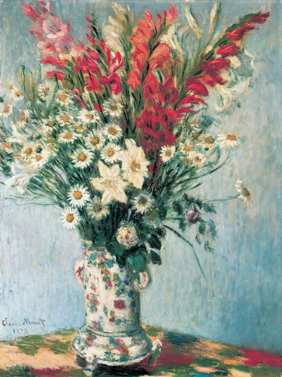 Vaas met bloemen door Claude Monet