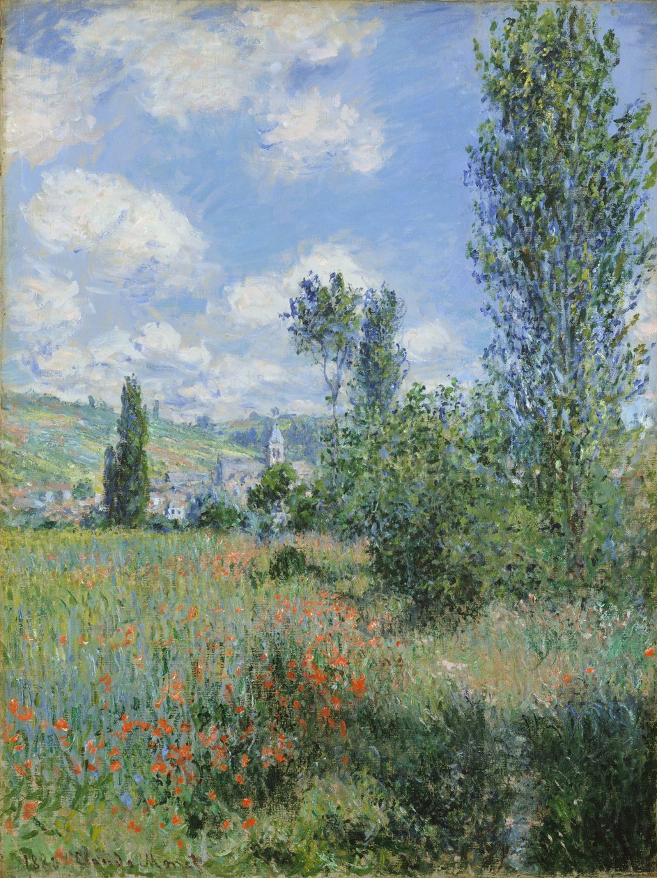 Uitzicht op Vetheuil door Claude Monet