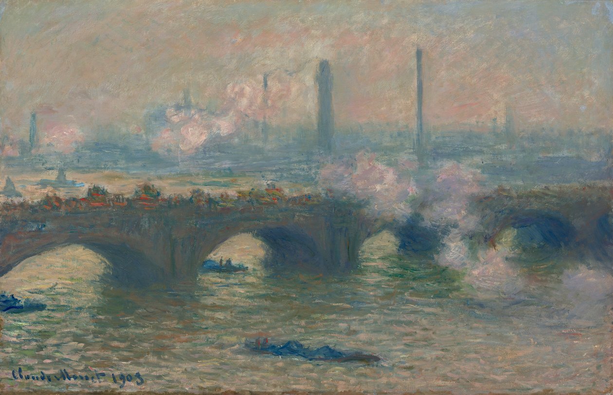 Waterloo Brug, Grijze Dag, 1903 door Claude Monet