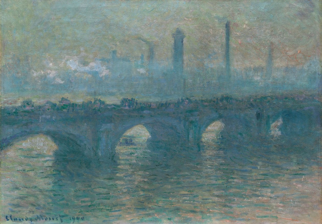 Waterloo Brug, Grijs Weer door Claude Monet