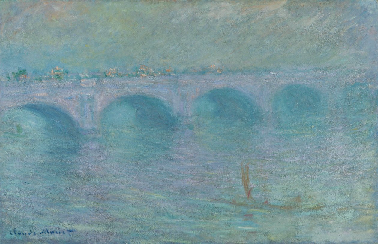Waterloo-brug in de mist door Claude Monet