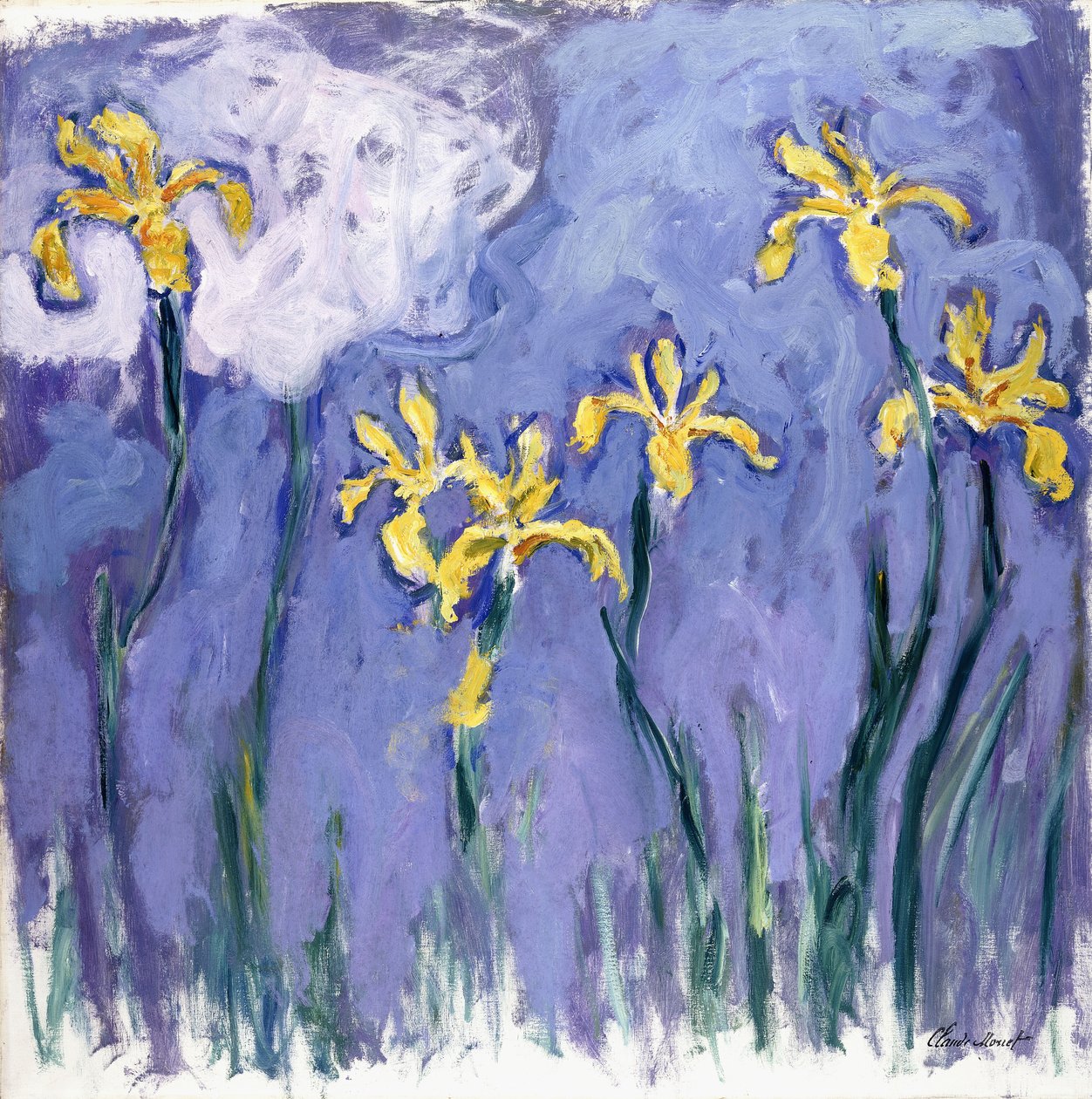 Gele Iris met Roze Wolk, ca. 1918 door Claude Monet