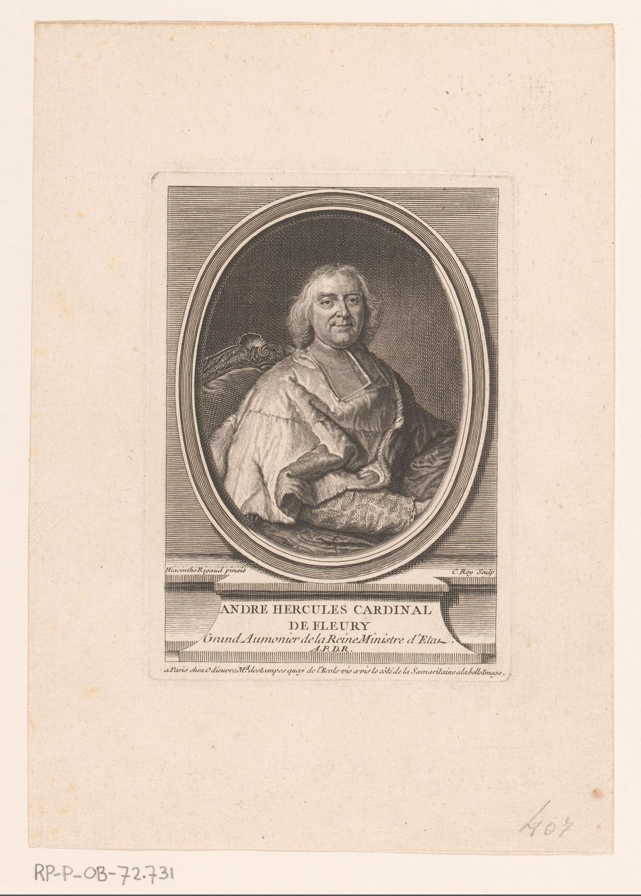 Portret van André-Hercule de Fleury door Claude Roy