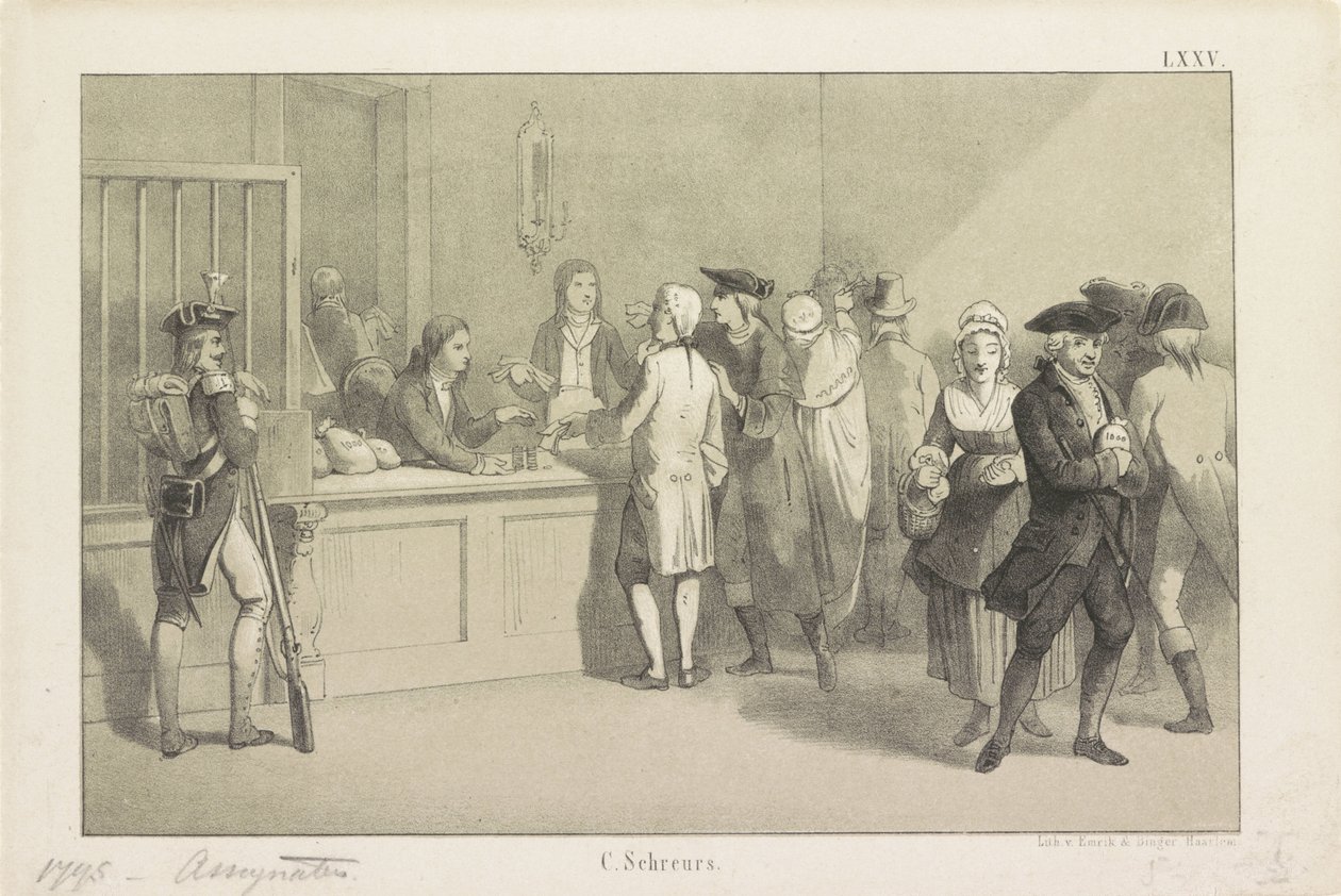 Betaling van assignaten, 1795 door Clemens Prosper Schreurs