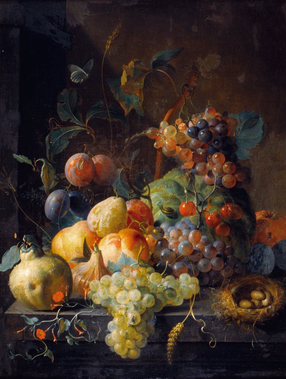 Stilleven met fruit door Coenraet Roepel