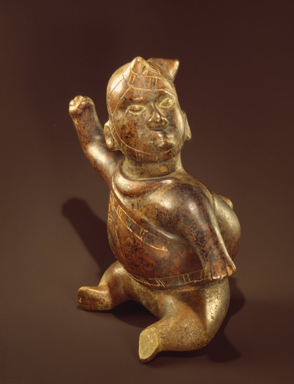 Gehoornd figuurvat door Colima Culture
