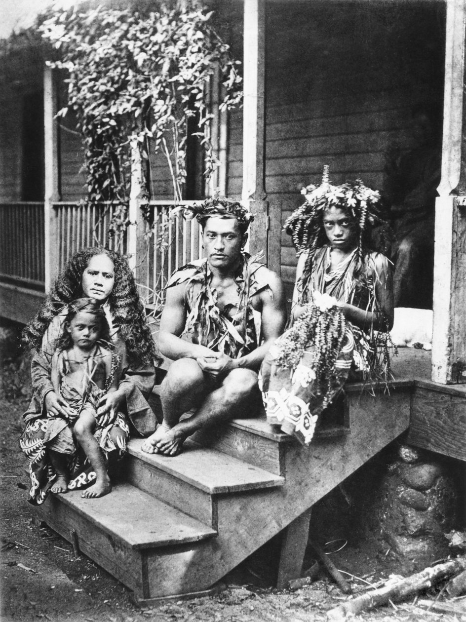 Tahitische familie, illustratie uit 