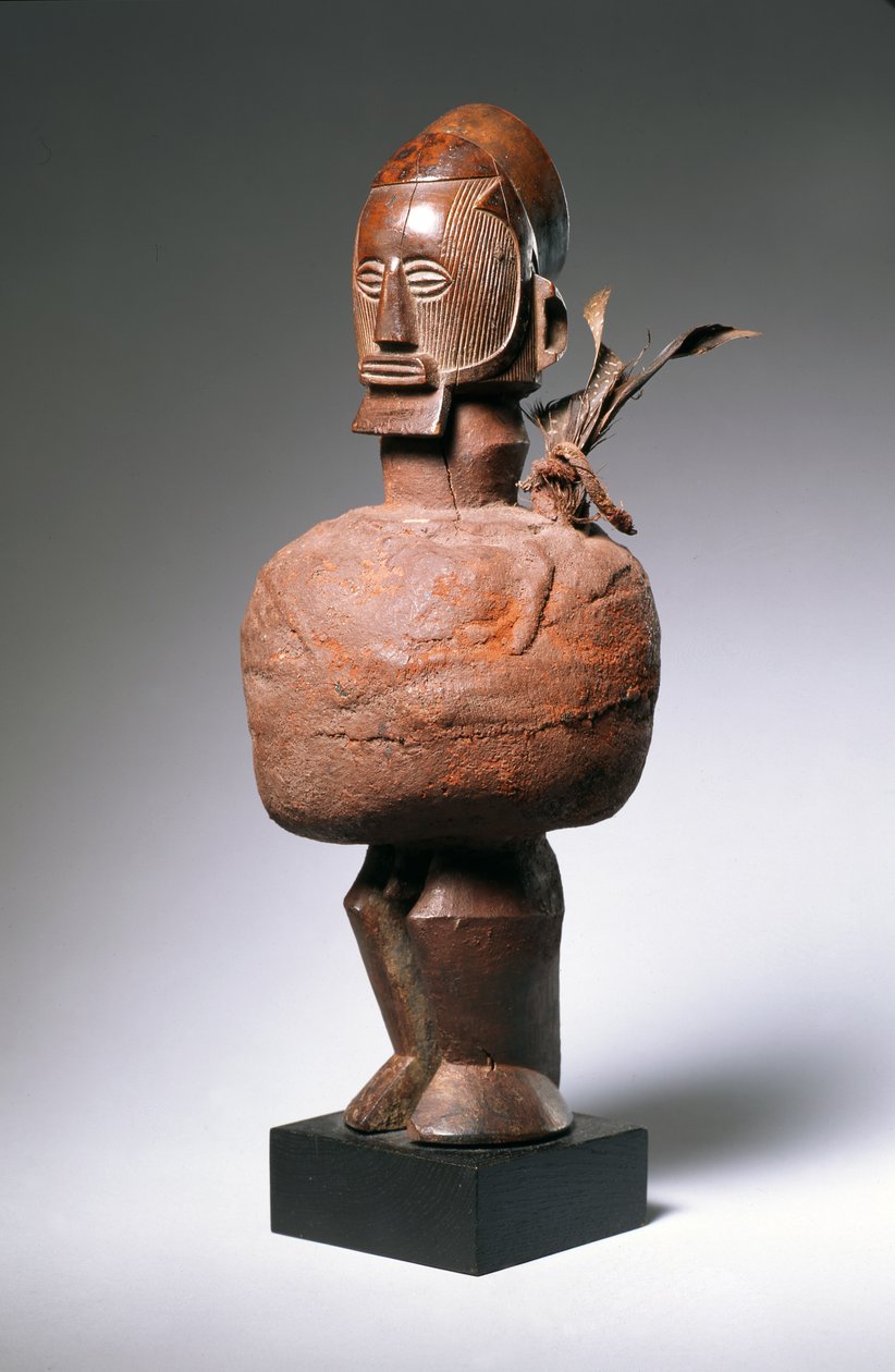 Nkisi spirituele figuur (hout, klei, textiel en veren) door Congolese