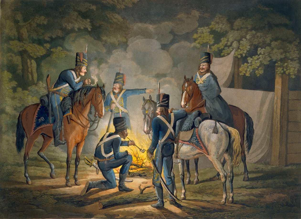 Pruisische Huzaren op een Nachtwacht, c.1799-1802 door Conrad Gessner