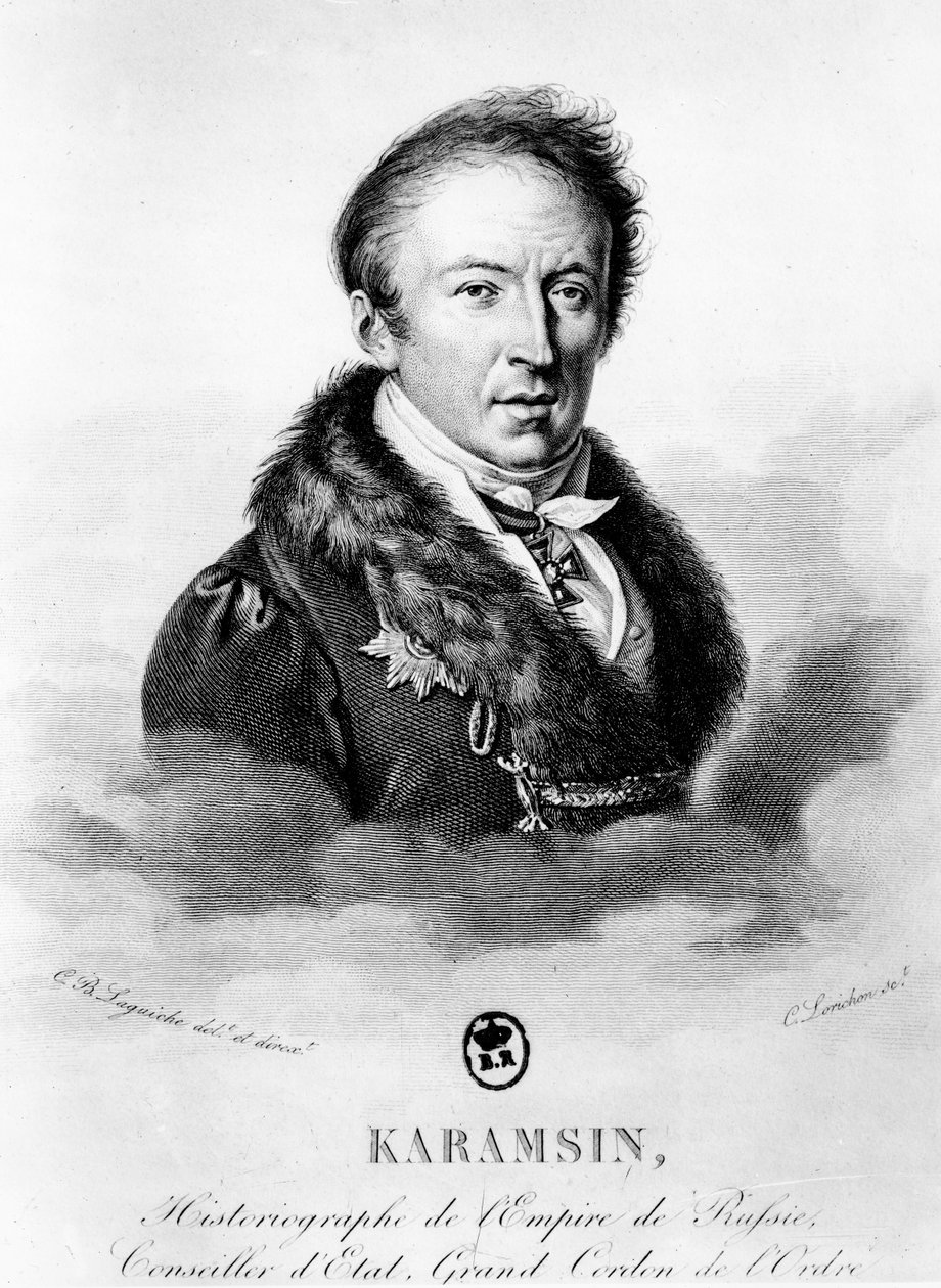 Portret van Nikolai Mikhailovich Karamzin (1766-1826) door Constant Louis Antoine Lorichon