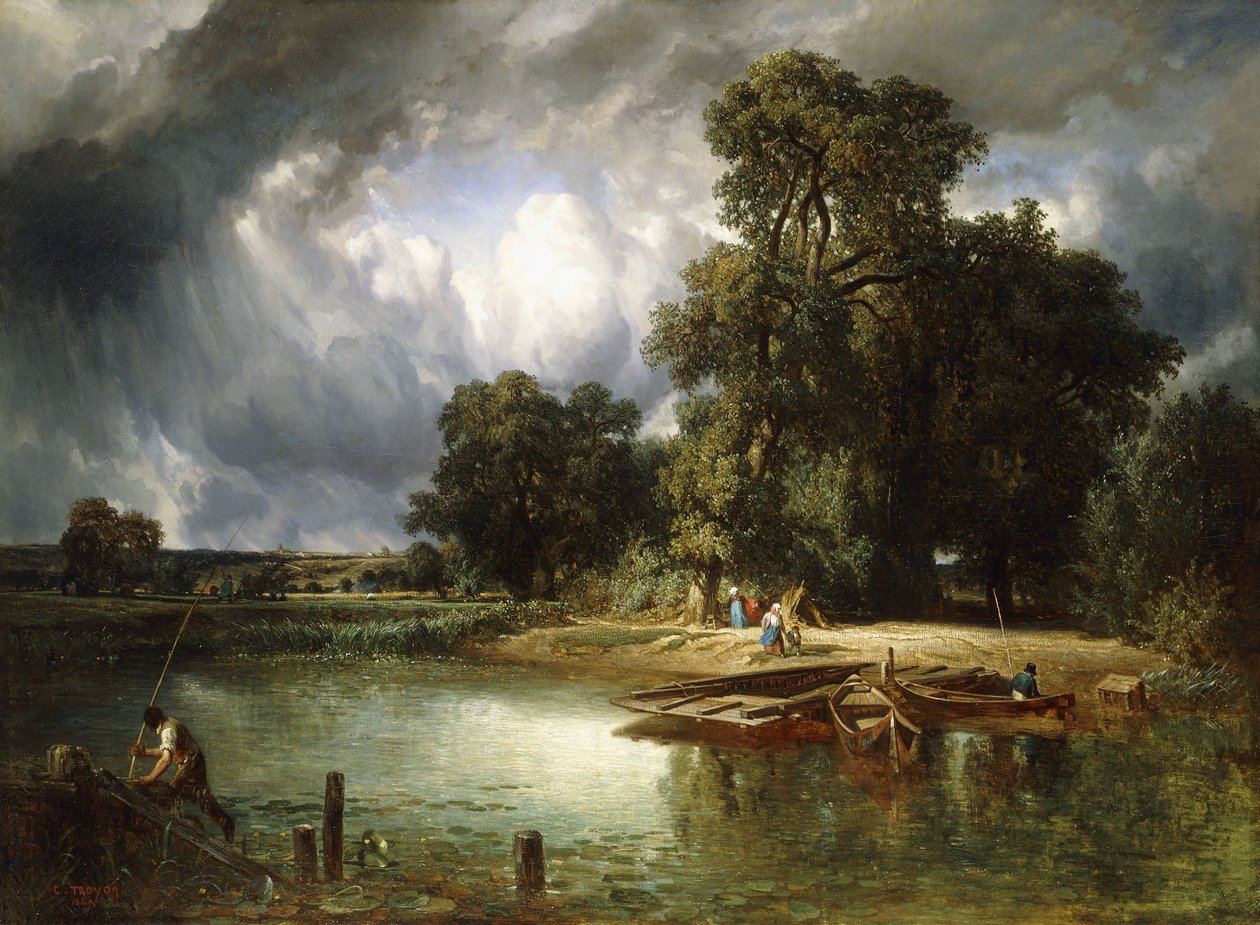De veerbootovertocht door Constant Emile Troyon