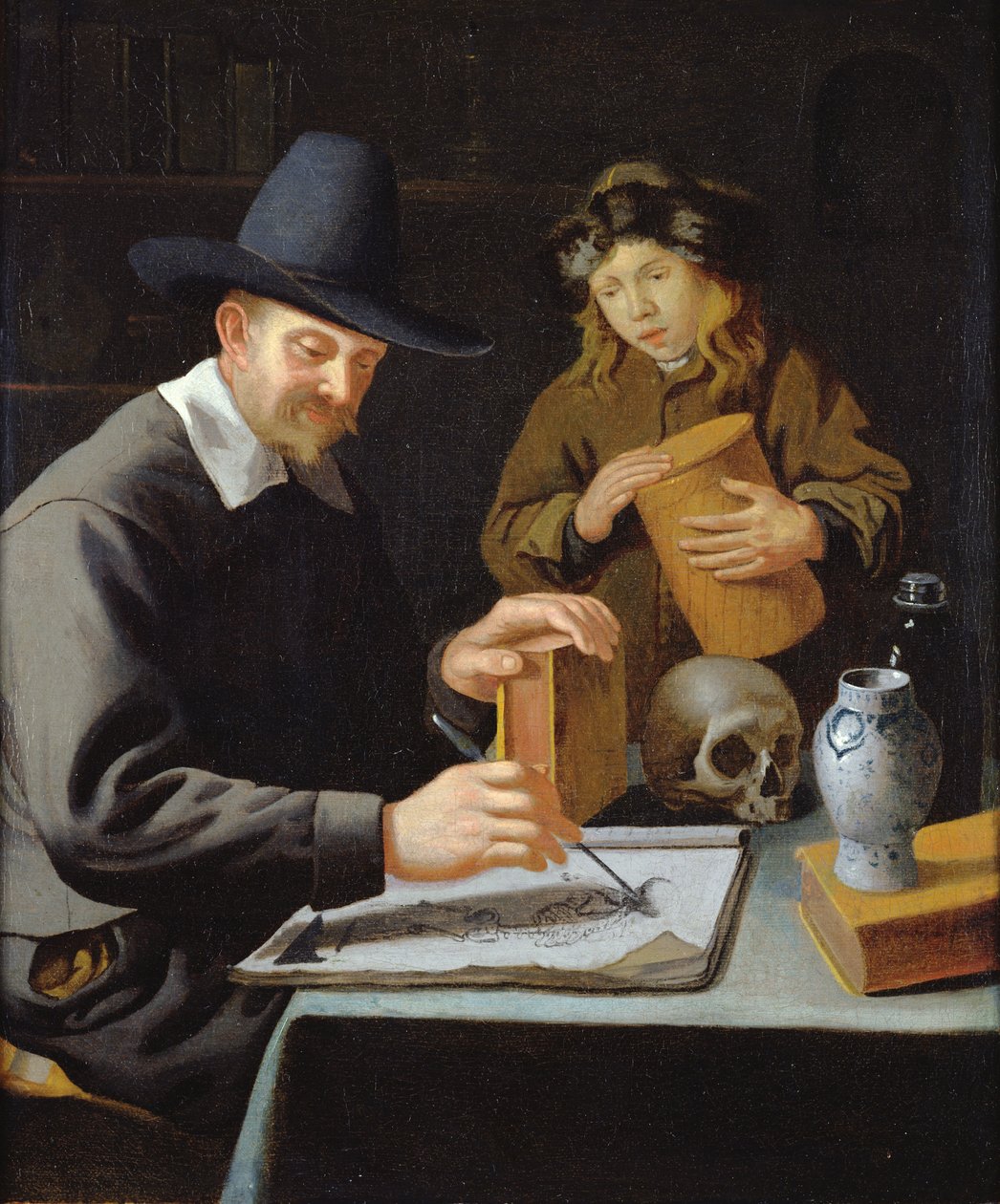 De schilder en zijn leerling door Constantin Verhout or Voorhout