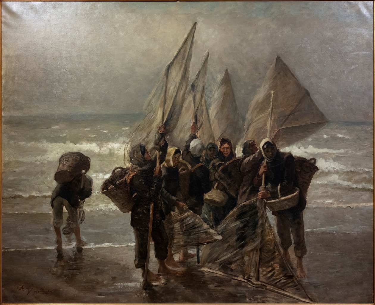 Garnalenvissers in Mariakerke door Constantin Emile Meunier