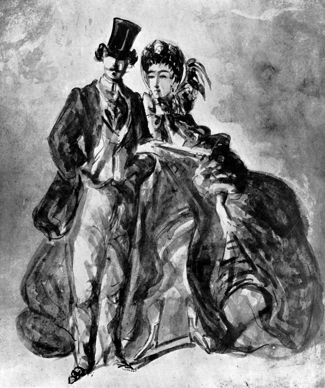Man en Vrouw, 19e eeuw, 1930 door Constantin Guys