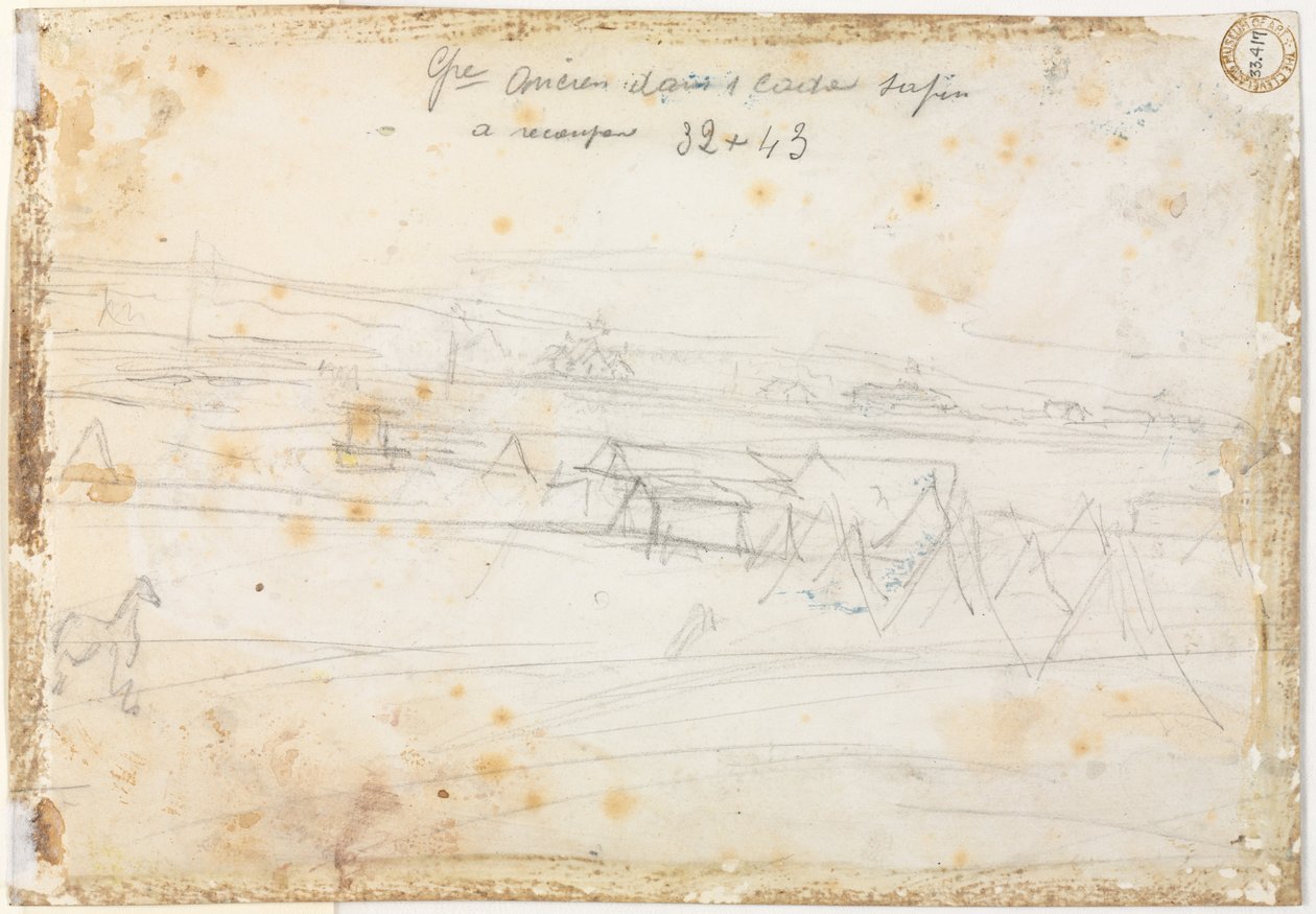 Oorlogskamp scène (verso) door Constantin Guys