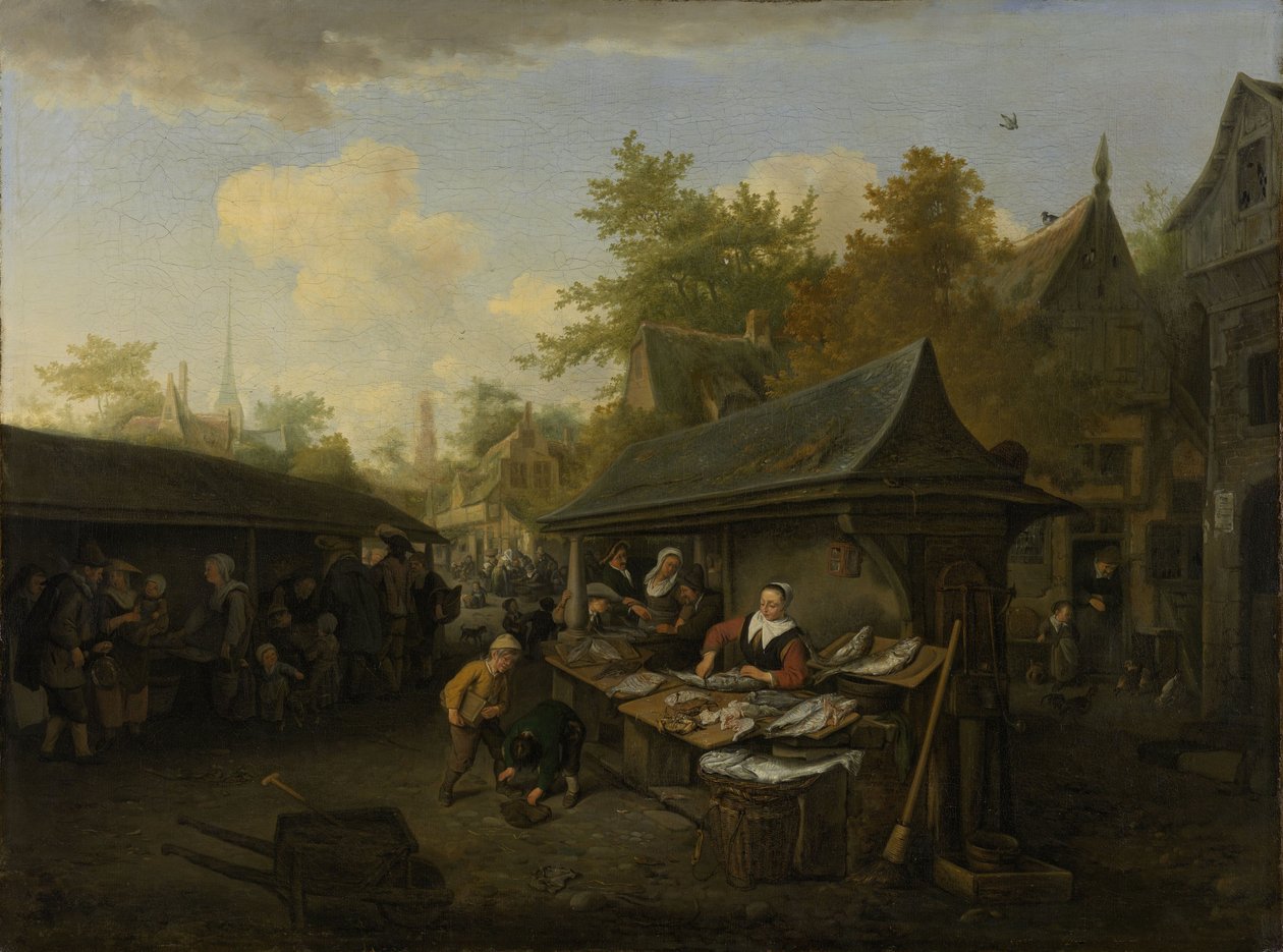Vismarkt door Cornelis Dusart