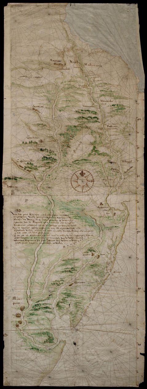 Kaart van Nieuw Nederland door Cornelis Hendricx