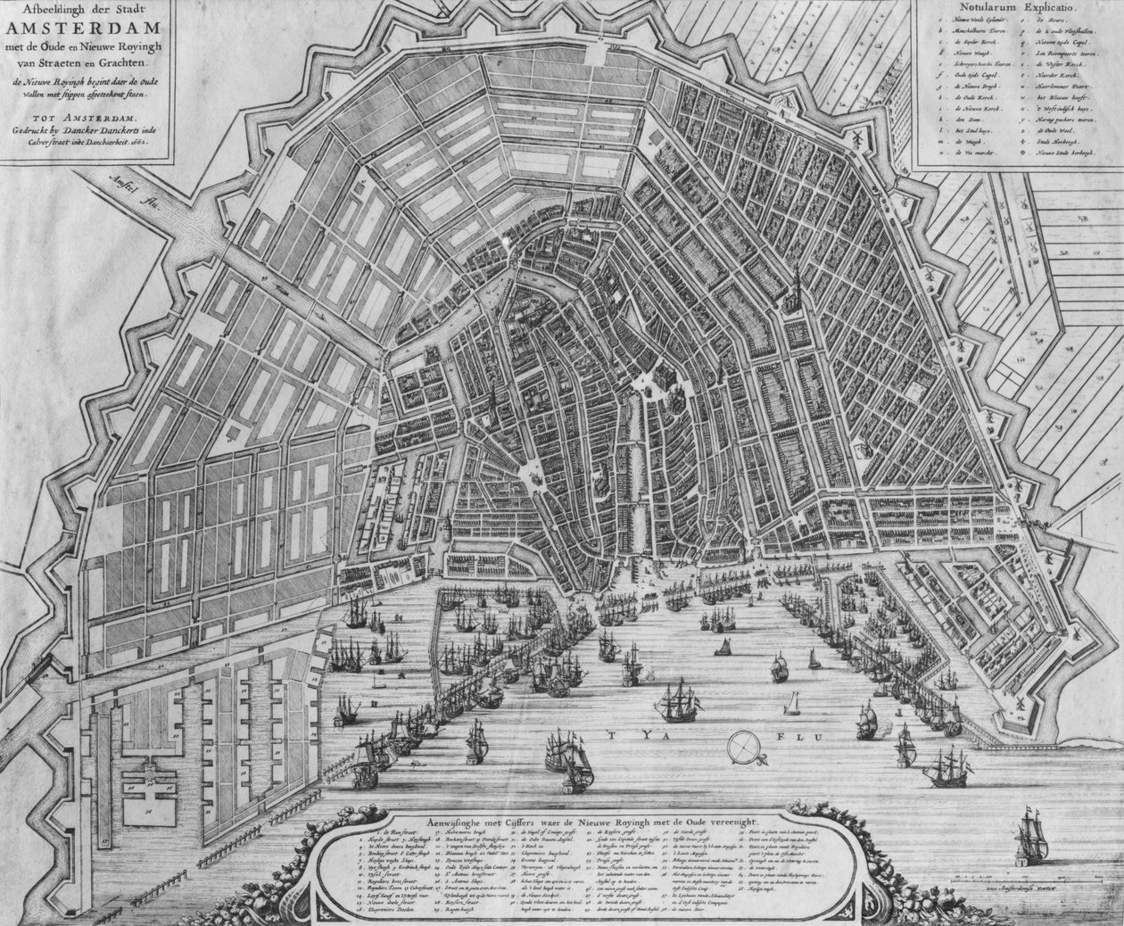 Kaart van Amsterdam, 1662 door Cornelis I Danckerts
