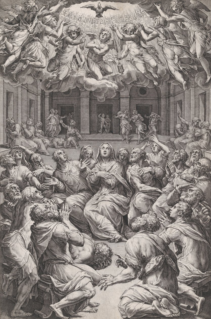 Pinksteren, 1574 door Cornelis Cort