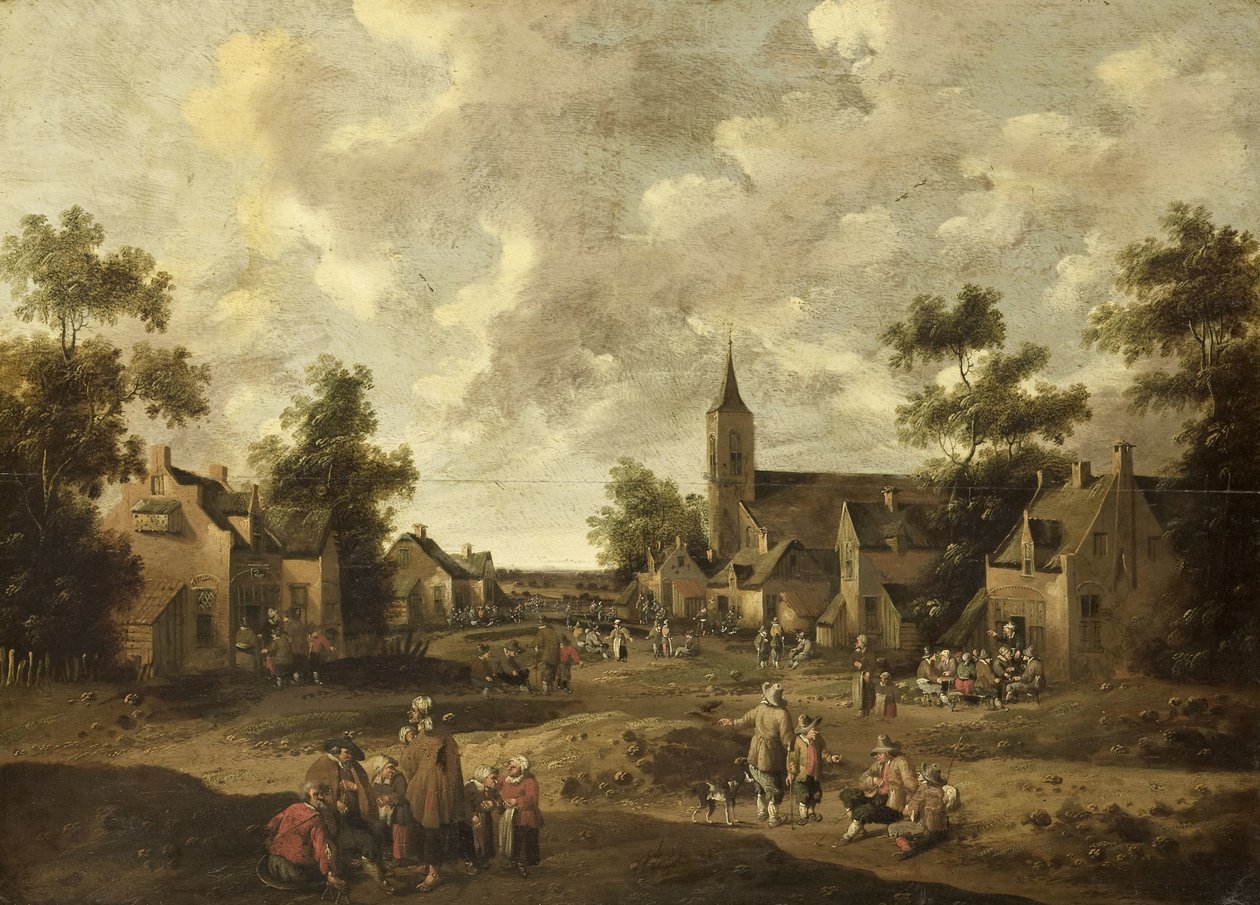 Dorpsstraat door Cornelis Droochsloot