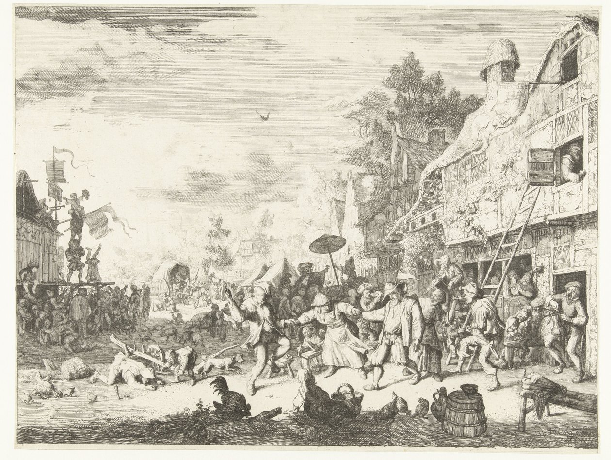 Grote dorpskermis door Cornelis Dusart