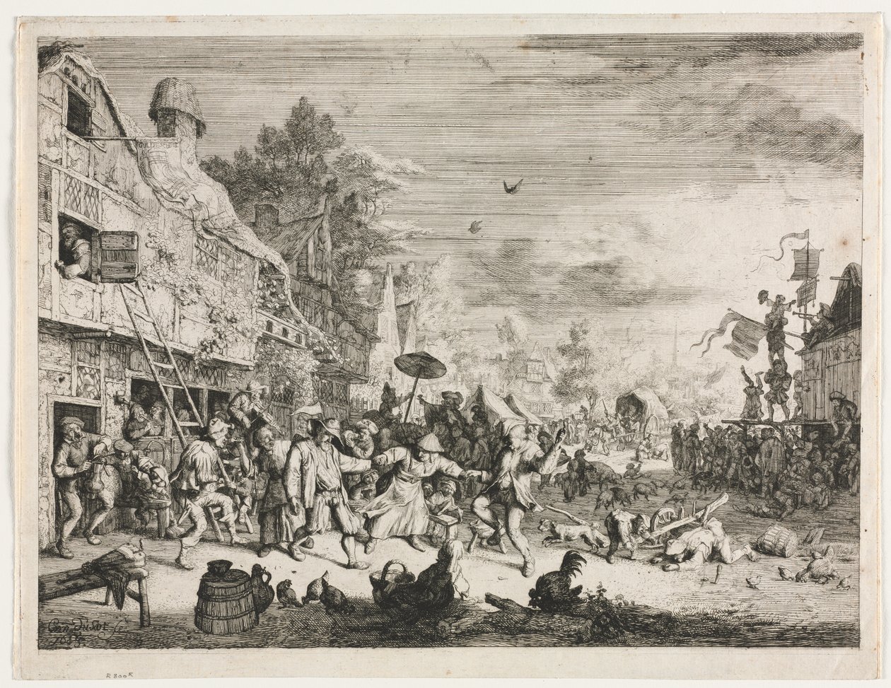 Dorpsfeest door Cornelis Dusart