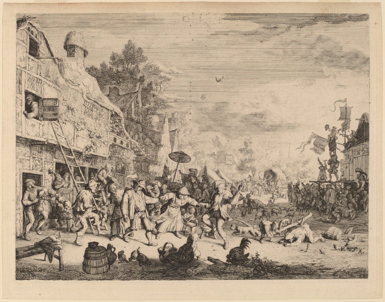 Dorpsfeest door Cornelis Dusart