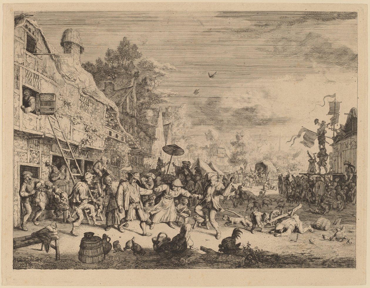 Dorpsfeest door Cornelis Dusart