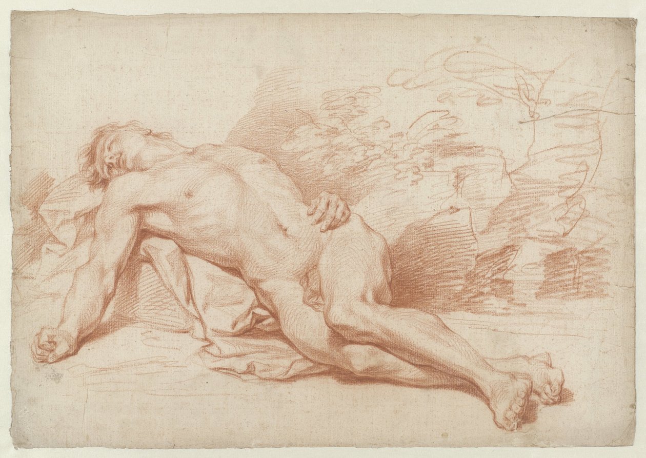 Liggend mannelijk naakt door Cornelis Joseph d