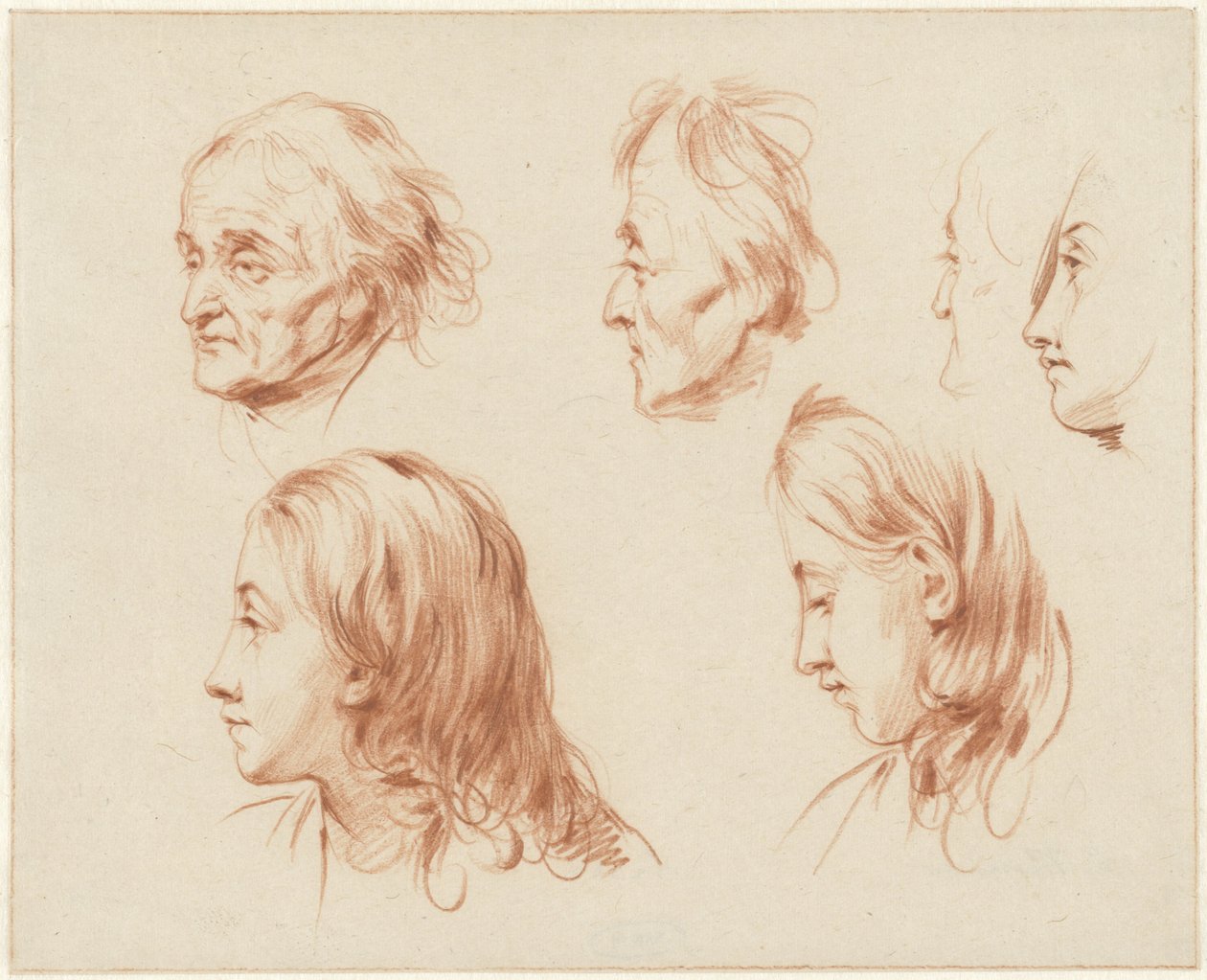 Studies van hoofden door Cornelis Kruseman