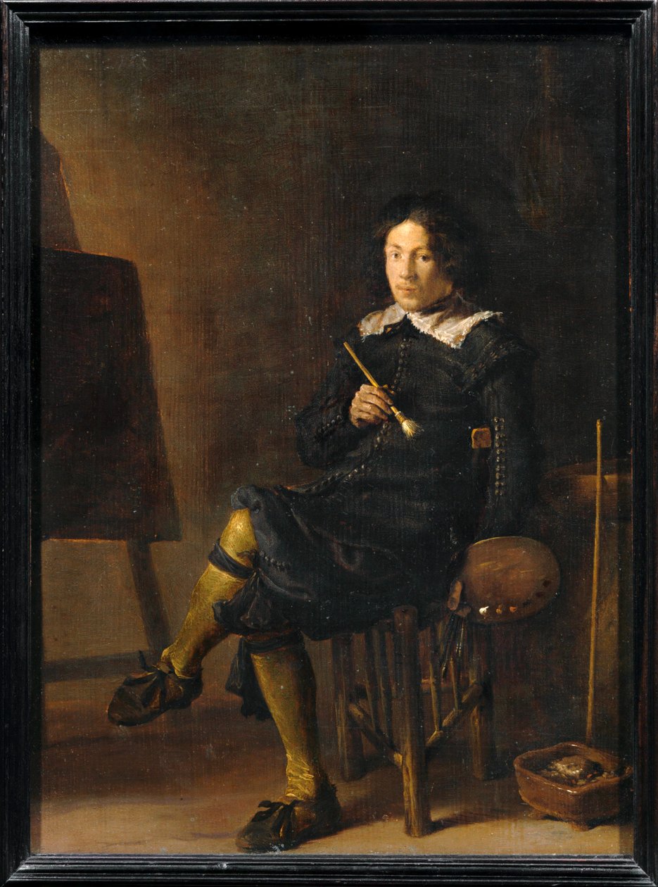Zelfportret met ezel ... door Cornelis Saftleven