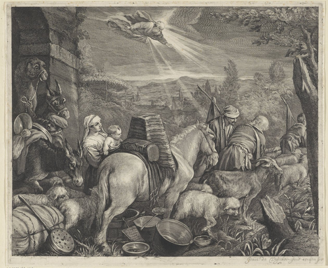 Abraham verlaat Haran door Cornelis Visscher (II)