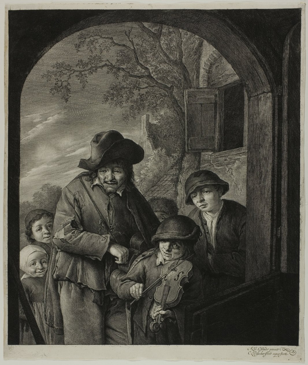 De draailierspeler door Cornelis Visscher
