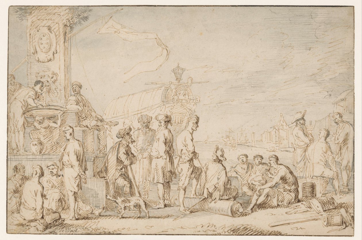 Oosterse zeehaven door Cornelis de Wael
