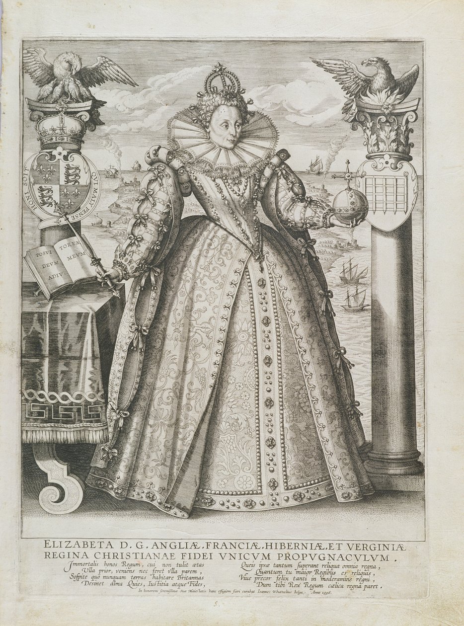 Portret van Koningin Elizabeth (1533-1603) 1596 door Crispin  Passe