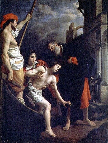 De gastvrijheid van St. Julianus door Cristofano Allori
