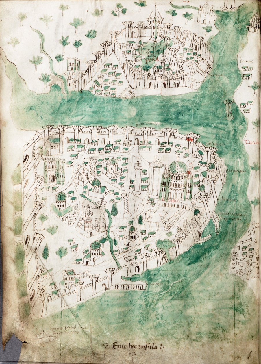 Een kaart van Constantinopel, c.1420 door Cristoforo Buondelmonti