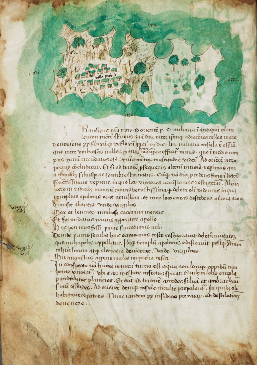 Kaart van Paxos, c.1420 (perkament) door Cristoforo Buondelmonti