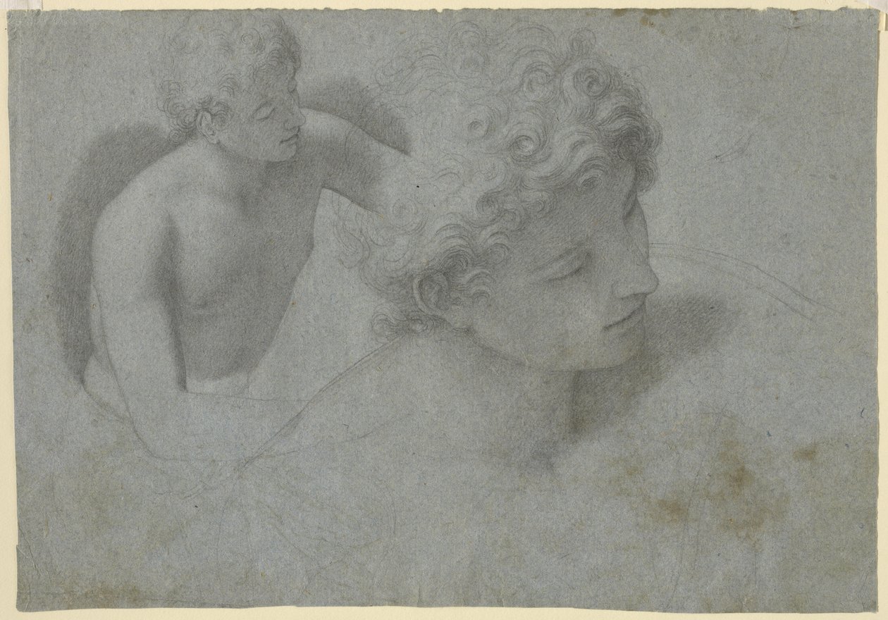 Twee studies van een jongeling, ca. 1600-10 door Cristoforo Roncalli