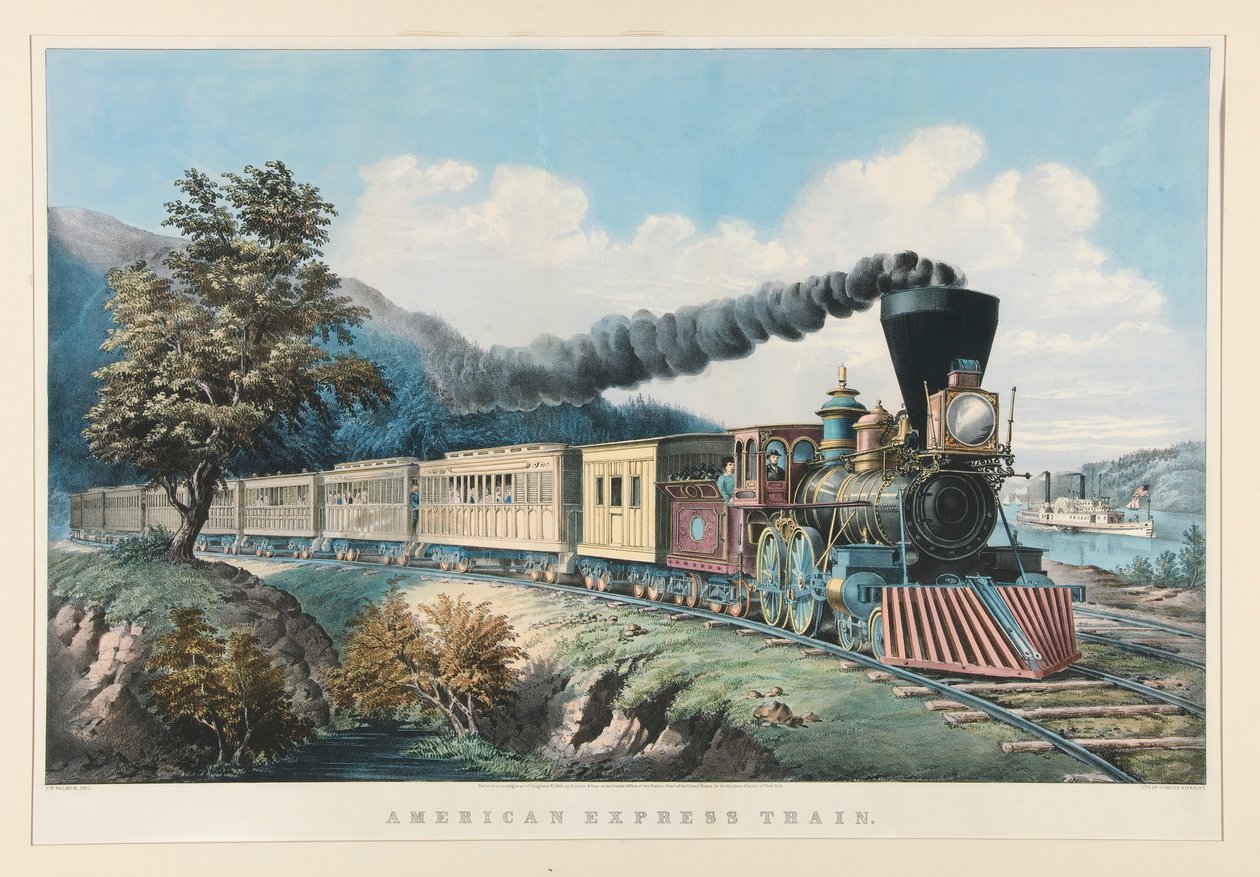 American Express Train door Currier and Ives