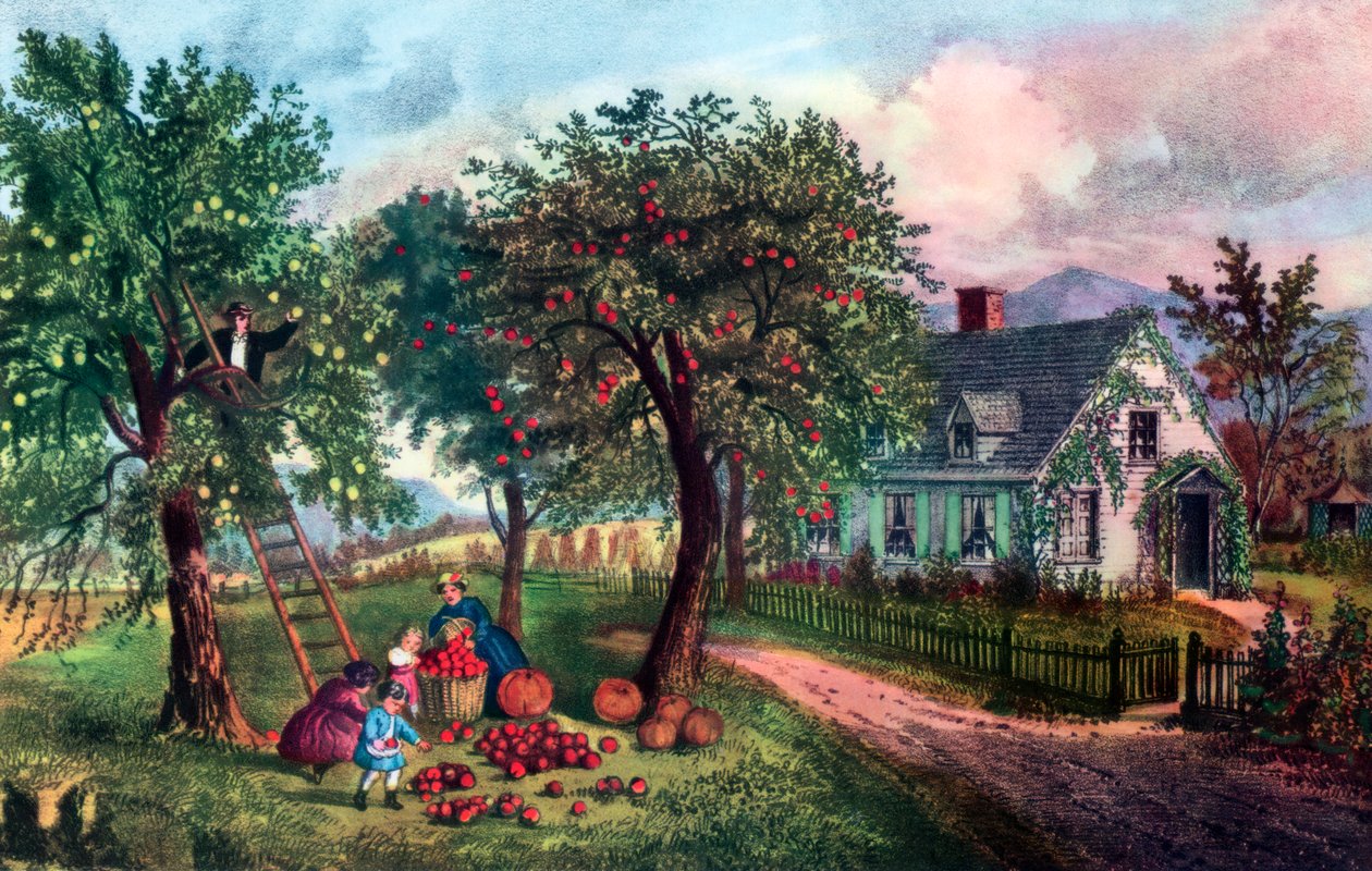 Amerikaanse boerderij in de herfst, 1869 door Currier and Ives