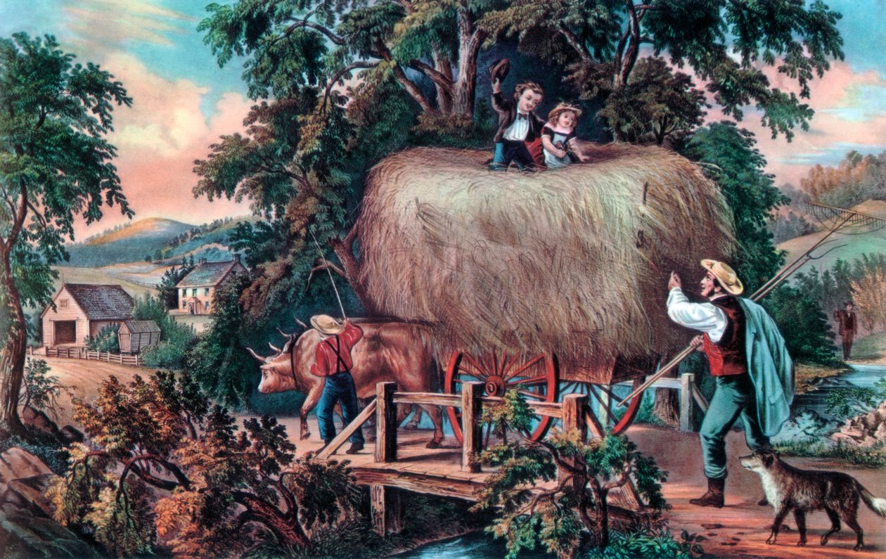 Hooitijd, de laatste lading, 1868 door Currier and Ives