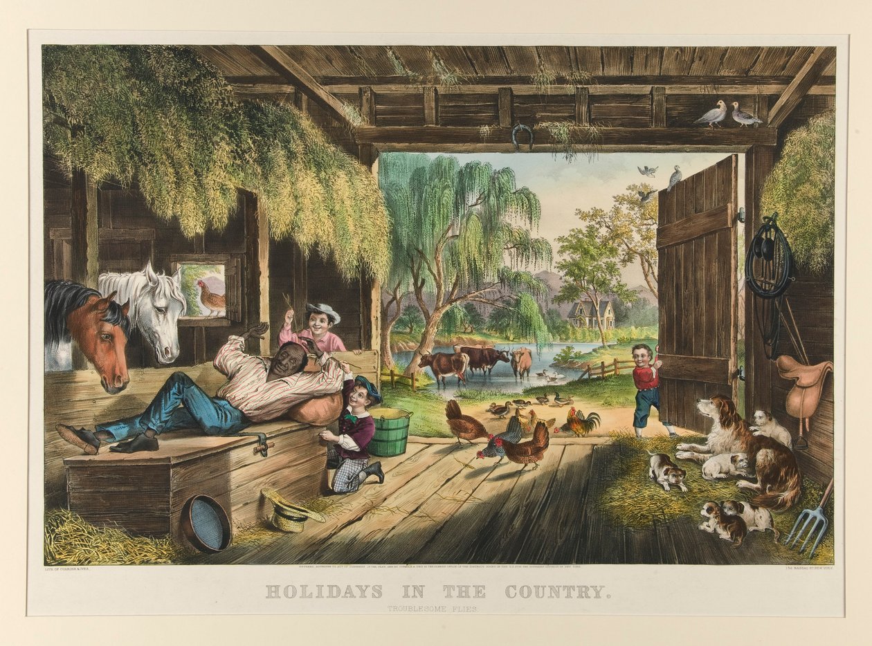 Vakanties op het Platteland / Lastige Vliegen door Currier and Ives