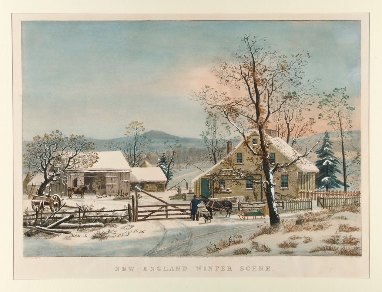 New England winterlandschap door Currier and Ives