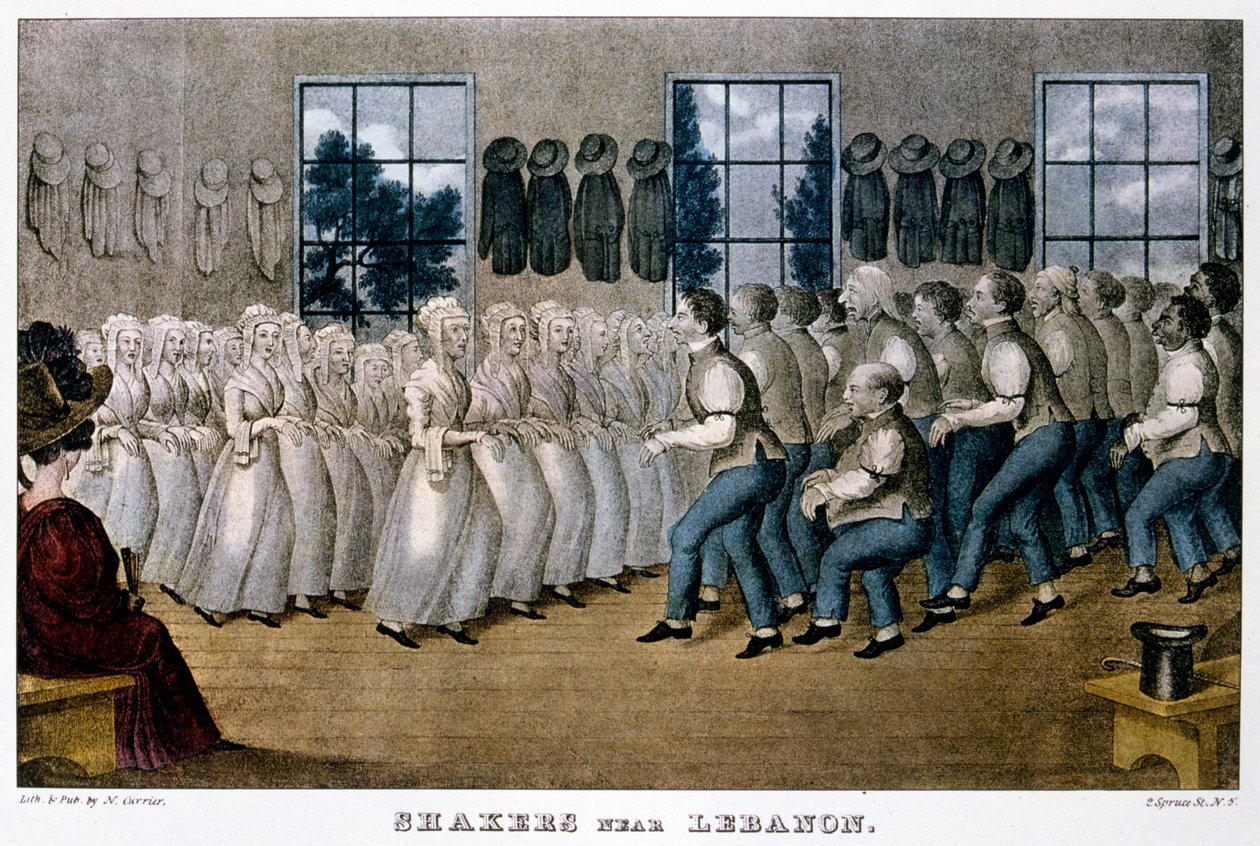 Shakers nabij Libanon door Currier and Ives