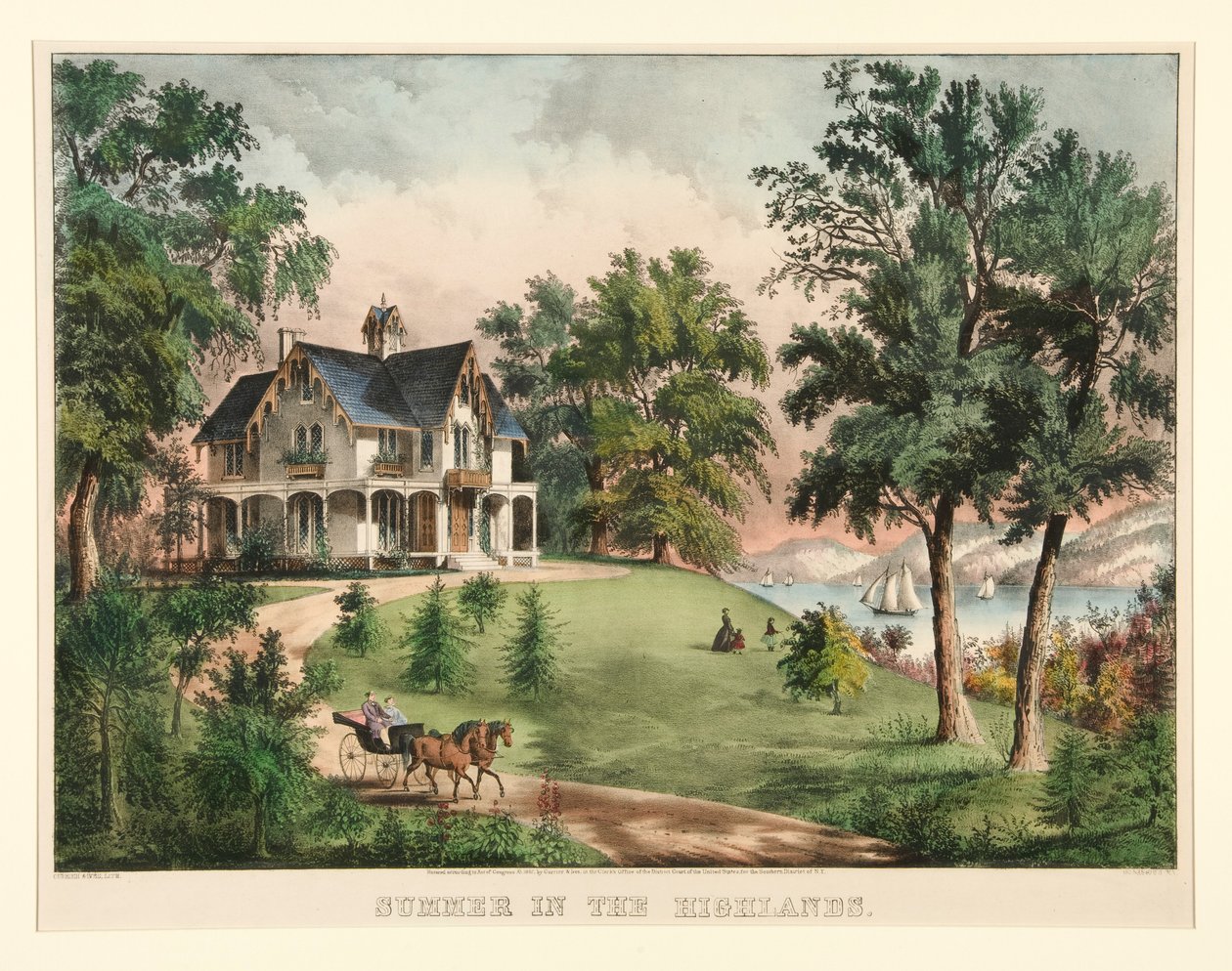 Zomer in de Hooglanden door Currier and Ives