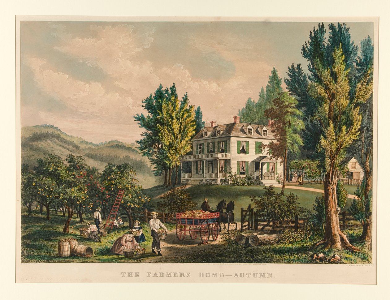 Het Boerenhuis - Herfst door Currier and Ives